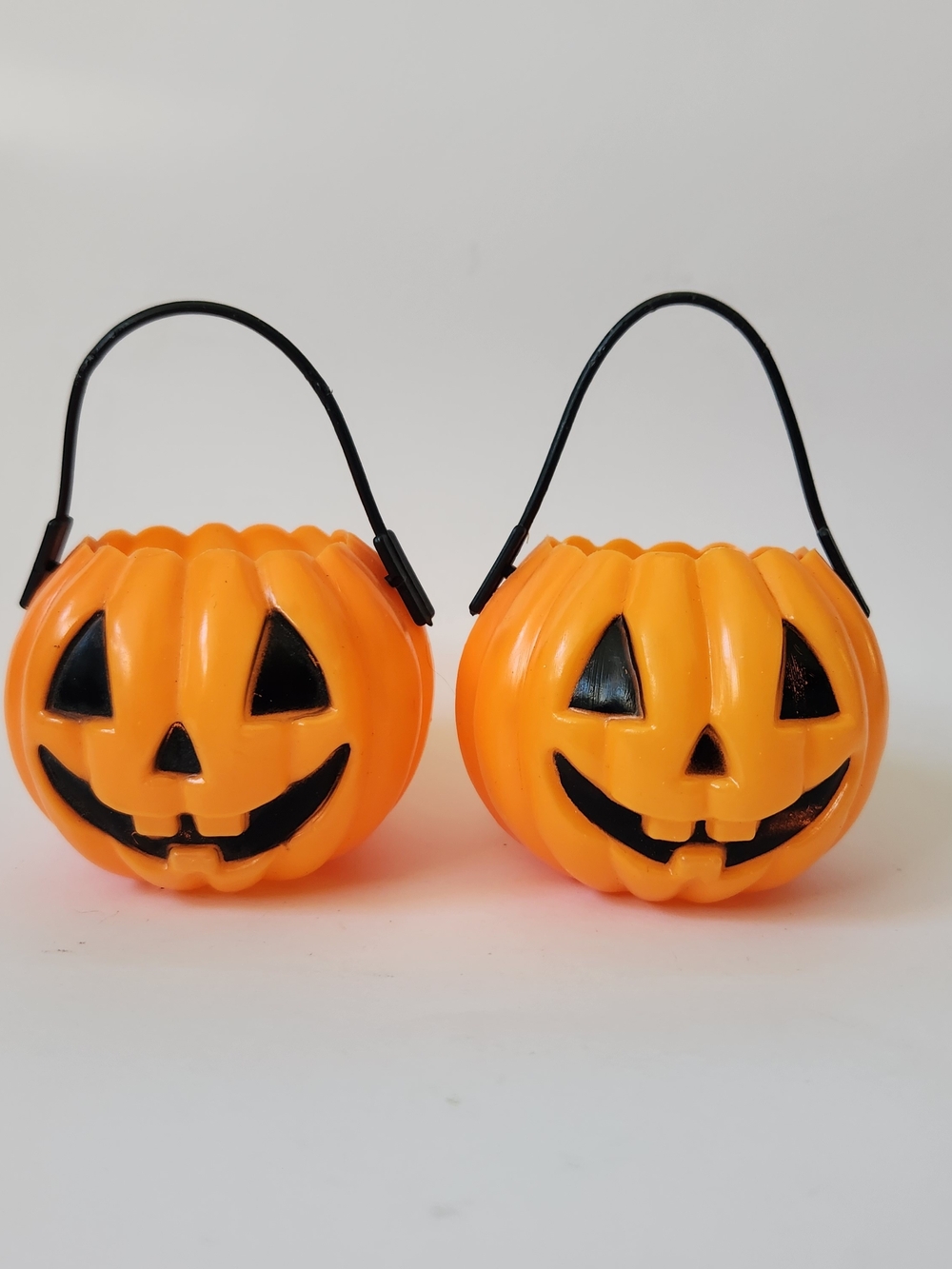 Vintage 2000s Halloween Pumpkin Mini Blow Mold Candy Buckets Set of 2